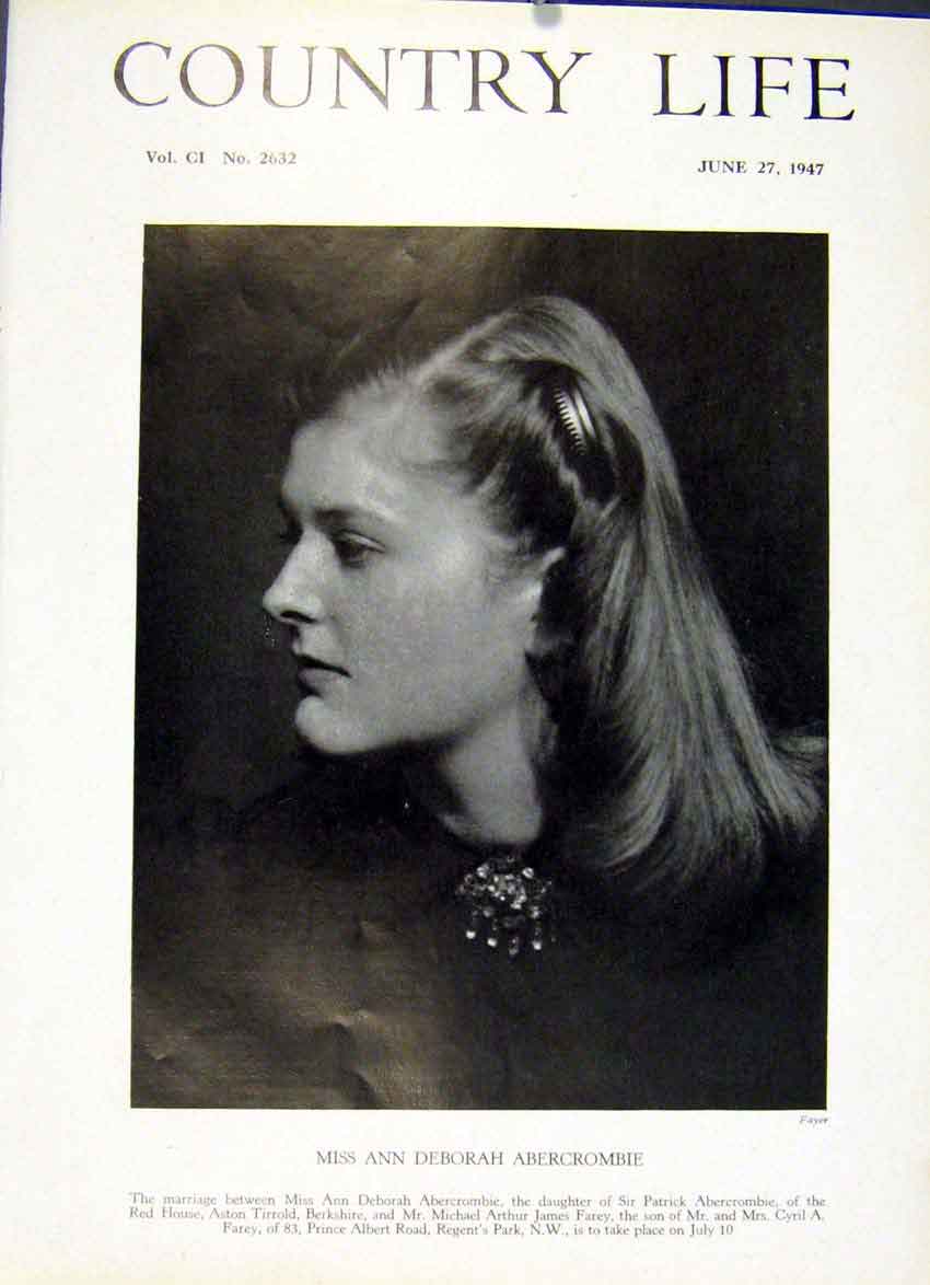 Old Vintage Print Miss Ann Deborah Abercrombie 1947 Country Life Portrait 20th