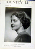 Original Old Vintage Print Hon Shirley Cunliffe 1947 Country Life Portrai 20th