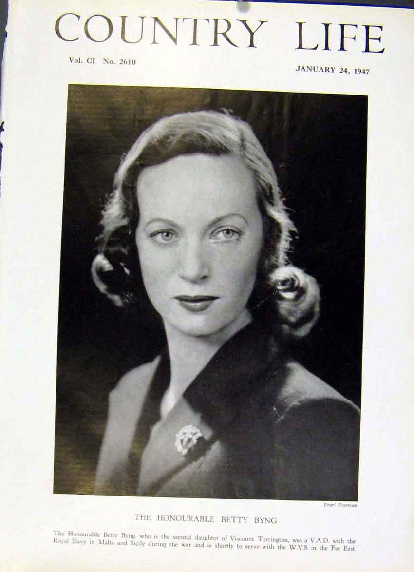 Original Old Vintage Print Hon Betty Byng 1947 Country Life Portrai 20th Century