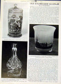 Original Old Vintage Print Enamelled Glass By Elville 1947 20th Century