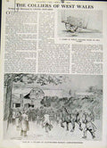 Original Old Vintage Print The Colliers West Wales 1947 Horses 20th Century