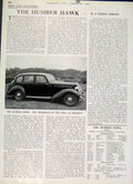 Original Old Vintage Print The Humber Hawk 1947 Motor Ca 20th Century