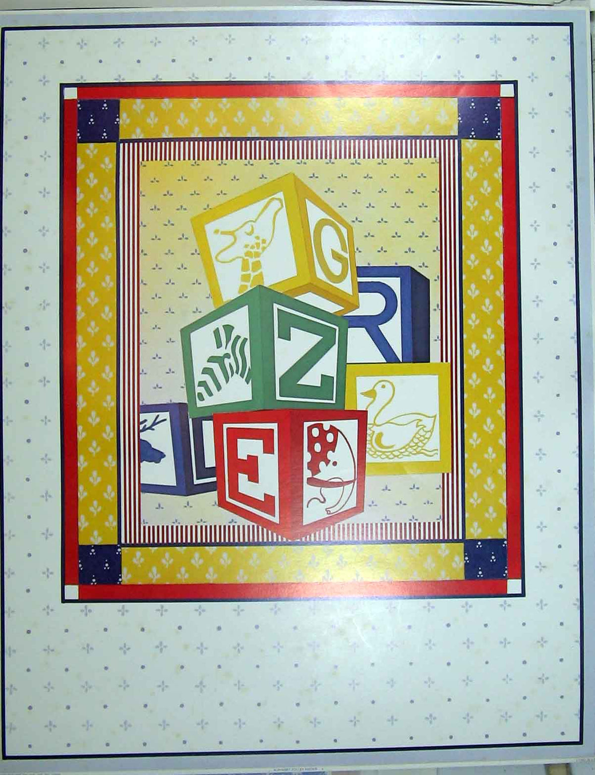 Original Old Antique Print Alphabet Zoo Nieder Coloured Animal Block Nursery